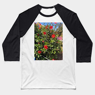 Red Flowers Baseball T-Shirt